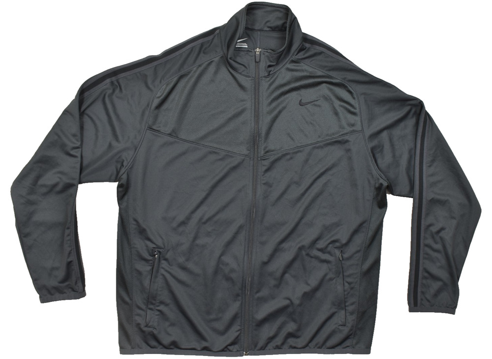 Nike Dri-FIT Track Jacket Mens XXL Dark Gray Full Zip Mesh Lined Athletic